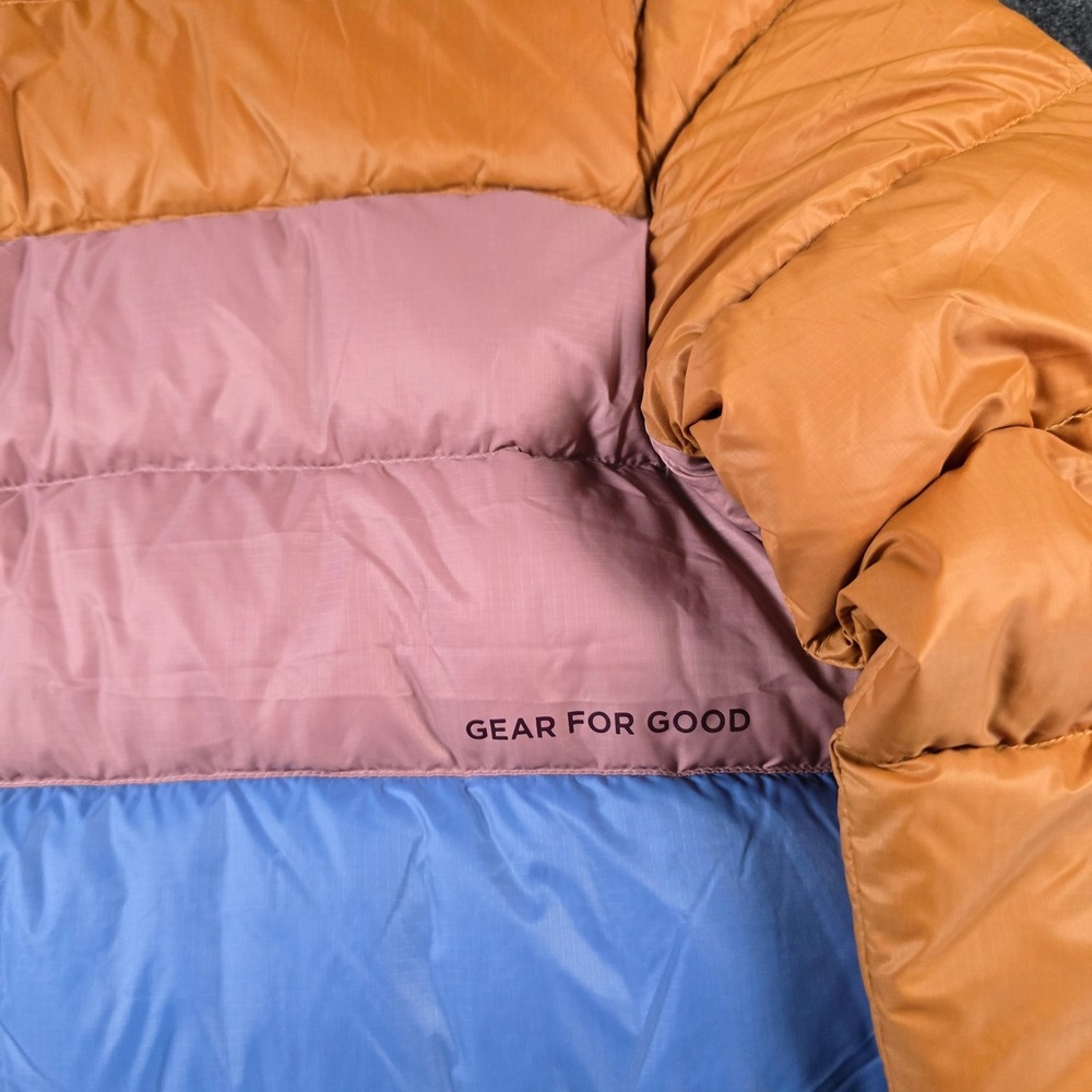 Cotopaxi Sienna/Fjord Fuego Max Down Hooded Jacket Cargo Stripes 800 FP Women M - Picture 16 of 16